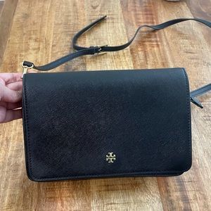 Tory Burch Emerson Combo Crossbody Leather Black